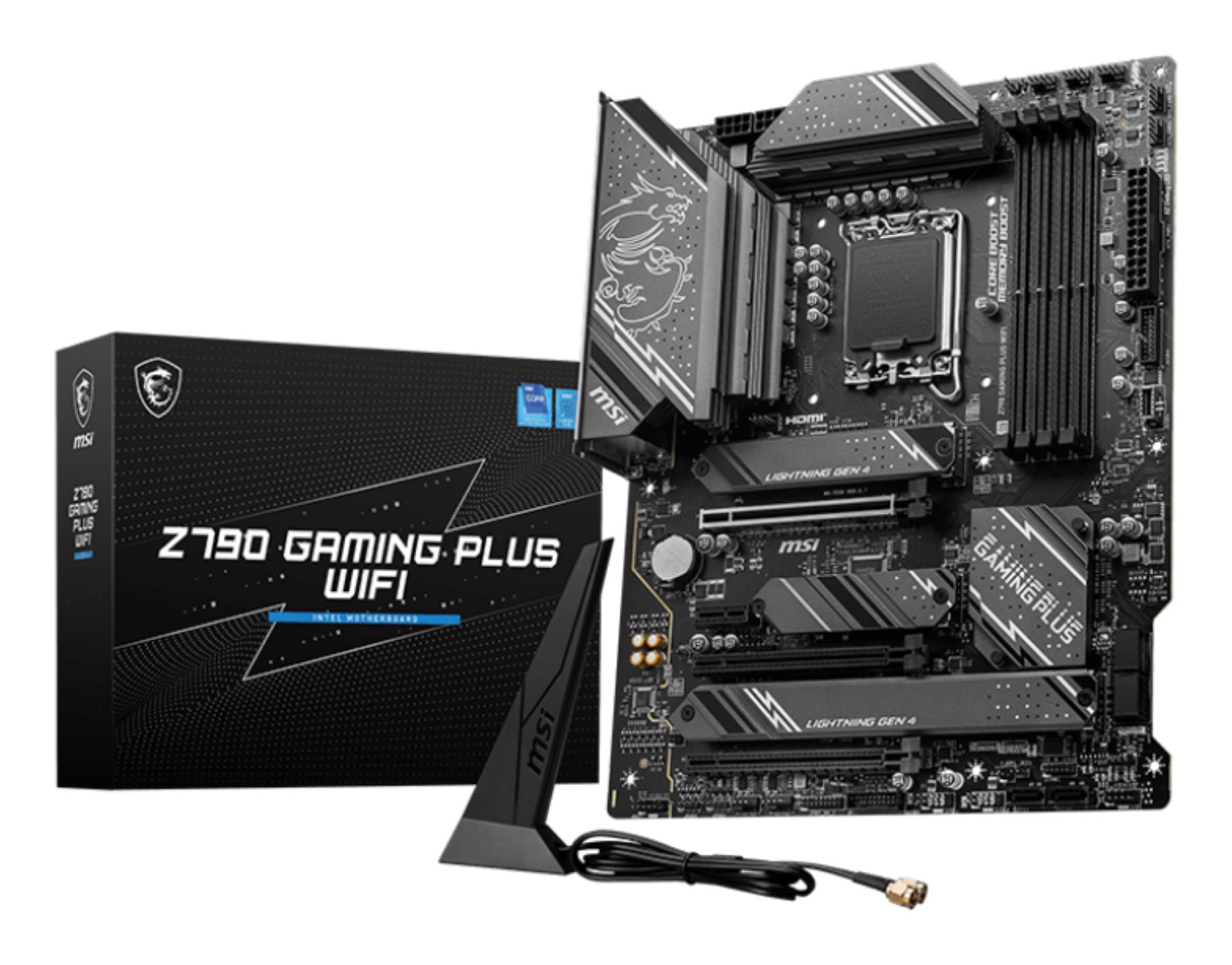 7f1c6880-5dbc-4d20-adc1-9d7fb4cbe9b6 Mainboard MSI Intel Z790 LGA1700 ATX Memory DDR5 Memory slots 4 1xPCI-Express 1x 3xPCI-Express 16x 4xM.2 1xHDMI 1xDisplayPort 4xUSB 2.0 3xUSB 3.2 1xUSB-C 1xPS/2 6xAudio port Z790GAMINGPLUSWIFI