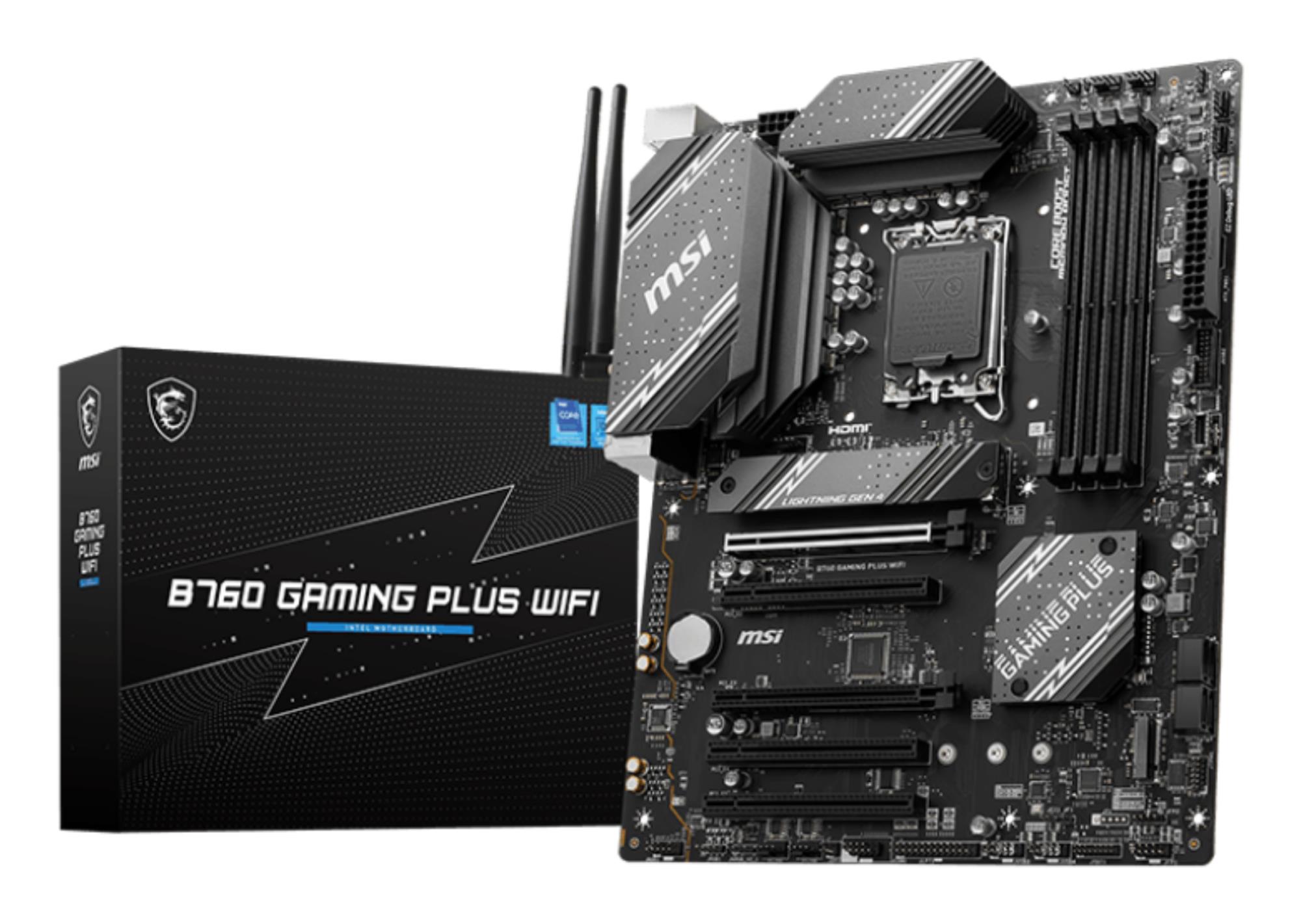 86c35921-6ca0-4f6a-a702-737069144e64 Mainboard MSI Intel B760 Express LGA1700 ATX Memory DDR5 Memory slots 4 5xPCI-Express 16x 2xM.2 1xHDMI 1xDisplayPort 2xUSB 2.0 2xUSB 3.2 1xUSB-C 1xPS/2 1xOptical S/PDIF 1xRJ45 5xAudio port B760GAMINGPLUSWIFI