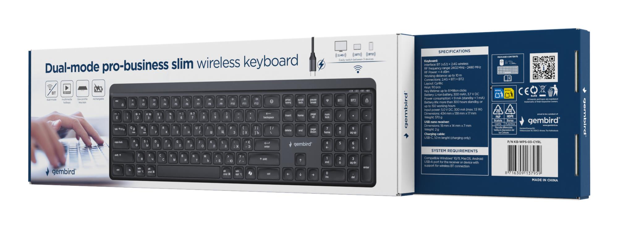 ed78becc-f50d-4314-a48e-1606b2f83ff1 KEYBOARD WRL SLIM BT CYRILLIC/KB-WPS-03-CYRL GEMBIRD