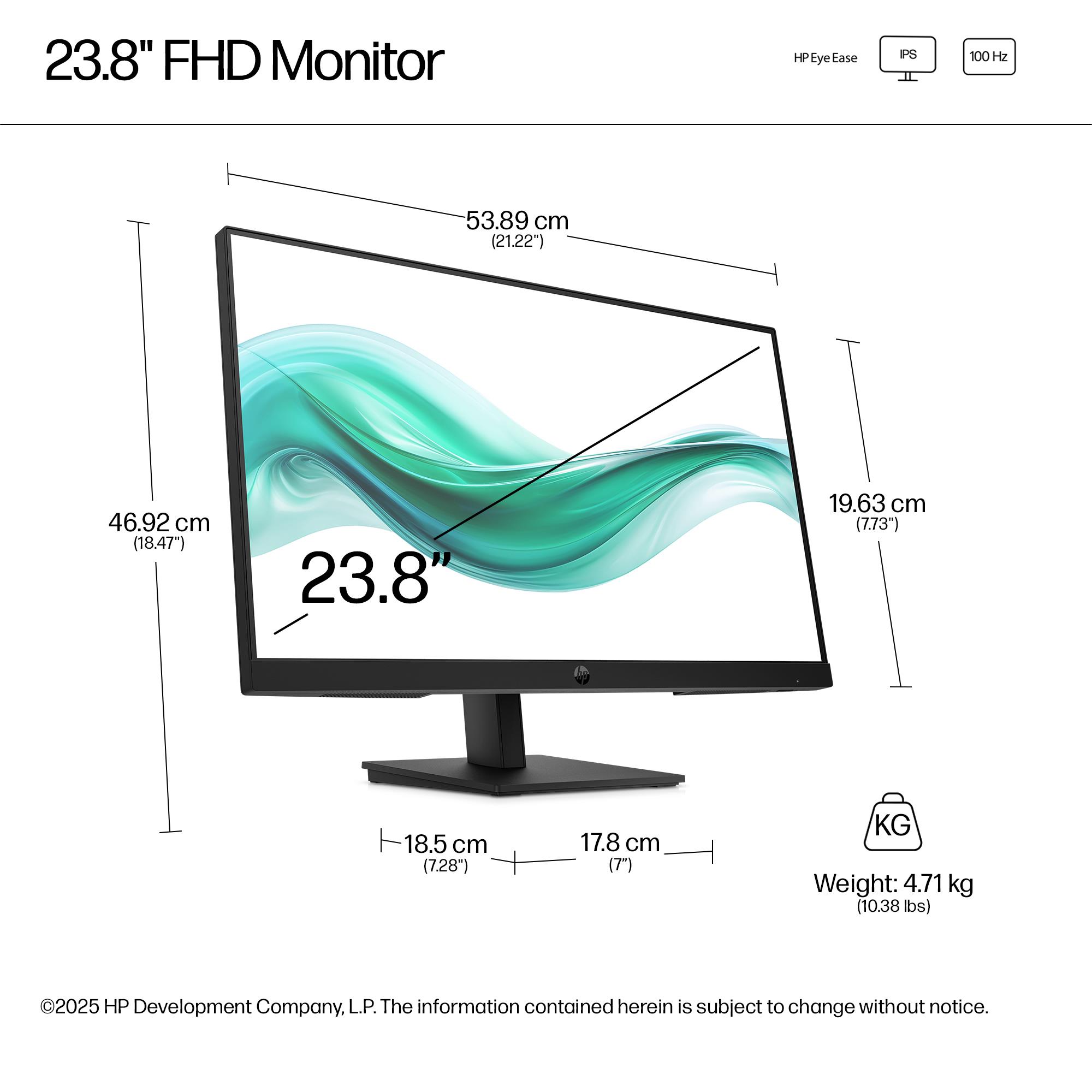 04581d27-3875-40e4-af21-46def7490c4e LCD Monitor HP 23.8 ” 1920 x 1080 pixels Full HD Native aspect ratio 16:9 LCD Flat B0BU9UT