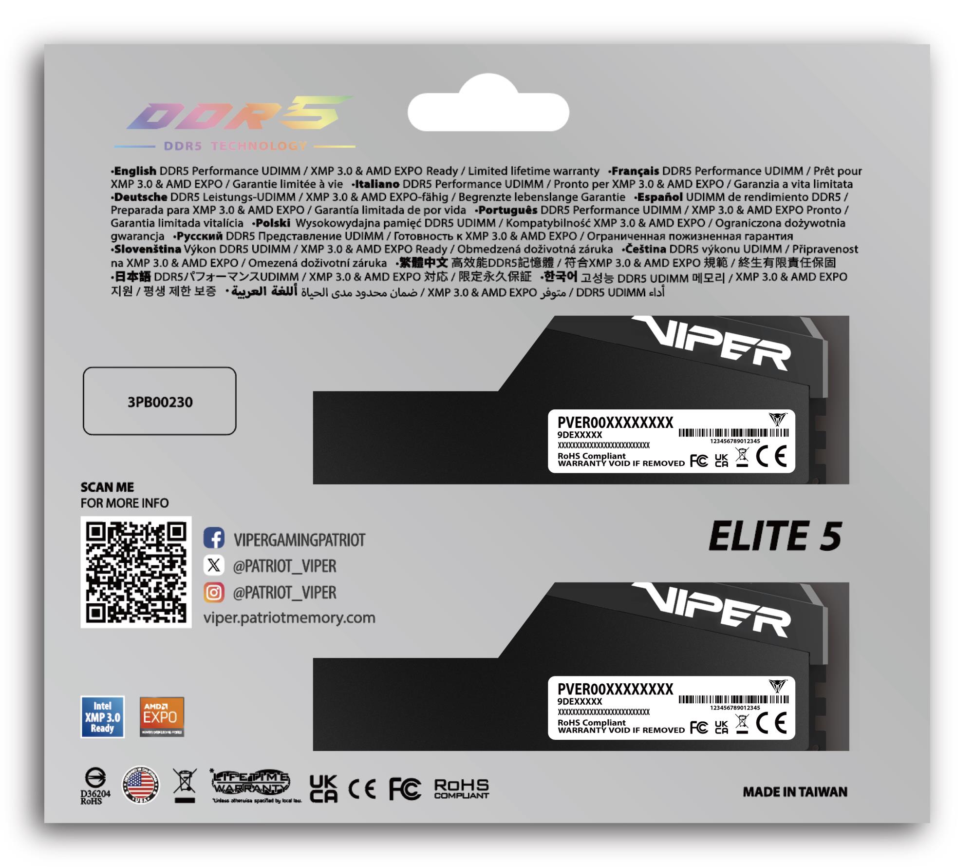0a4d9c6f-be0e-49fa-9890-7170ee826ad9 MEMORY DIMM 32GB DDR5-6000/KIT2 CL28 VEU532G6028K PATRIOT