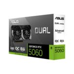 Graphics Card ASUS NVIDIA GeForce RTX 5060 8 GB GDDR7 128 bit PCI Express 5.0 Active DUAL-RTX5060-O8G-A