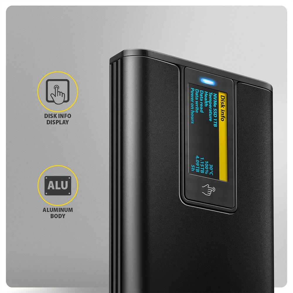 4a0e2be0-b6fd-4d32-b90a-8c0fbf5c9d5b SSD ACC ENCLOSURE M.2 NVME/SATA USB-C EEM2-SD2B AXAGON