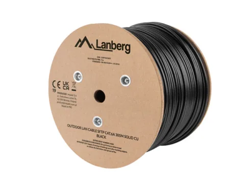Lanberg Lan Cable Cat.6A SFTP 305M Solid Outdoor CU Black Fluke Passed Lanberg