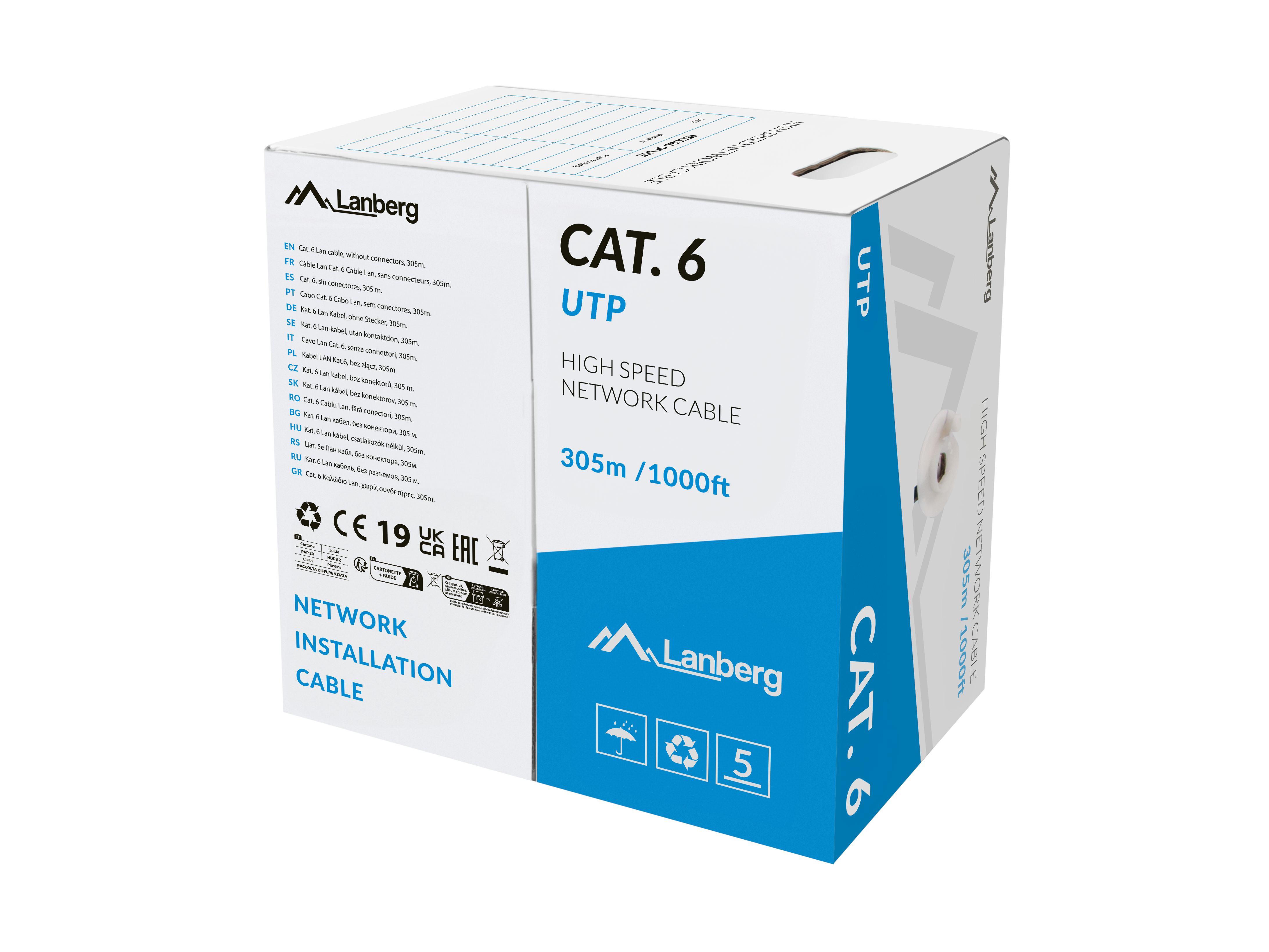 612832-lcu6l-11cu-0305-s-5901969448122-0.webp Lanberg Lan Cable Cat.6 UTP 305M Solid CU LSZH Grey CPR+ Fluke Passed Lanberg