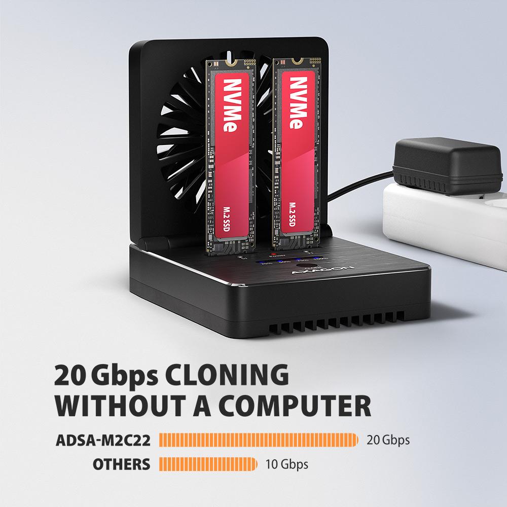 760f8a7e-ddf4-431c-8947-41fd35c52082 SSD ACC DOCK STATION USB-C/2XM.2 NVME ADSA-M2C22 AXAGON