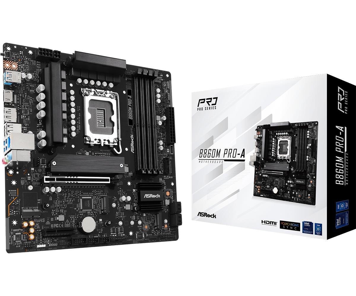 865b1059-a8e5-48a1-90d1-a02d54c90b45 Mainboard ASROCK Intel B860 LGA 1851 (Socket V1) micro ATX RAM DDR5-SDRAM 4xSlots 3xNumber of M.2 (M) slots B860MPRO-A