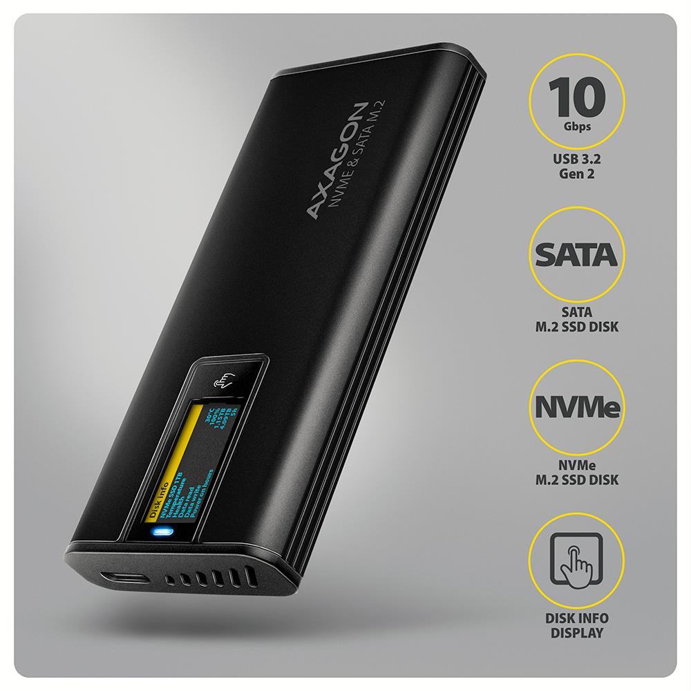 b8e154ba-6dd9-4b62-9040-7446913f2827 SSD ACC ENCLOSURE M.2 NVME/SATA USB-C EEM2-SD2B AXAGON