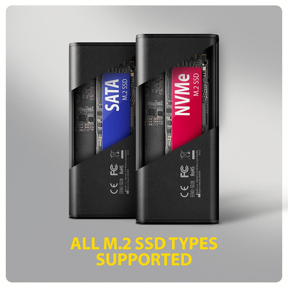 c7a5590a-2c49-4871-b39e-bbe3709f07e7 SSD ACC ENCLOSURE M.2 NVME/SATA USB-C EEM2-SD2B AXAGON