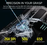 Corsair IRONCLAW SE Gaming Mouse Wireless/Wired 2.4GHz, Bluetooth, USB-C Black
