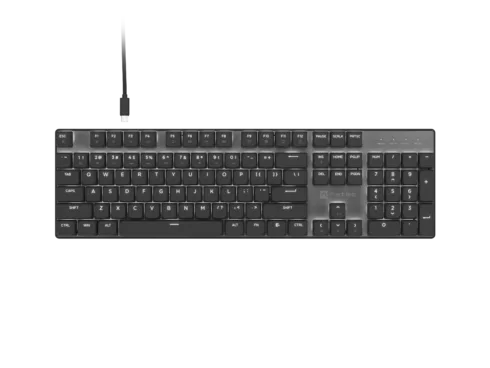 Natec Amberjack Keyboard Wired US Linear White backlight, Hot-swappable switches, Anti-ghosting, Built-in memory, Macro recording Black/Gray