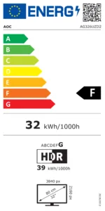 AOC AG326UZD2 32 ” QD-OLED UHD 16:9 240 Hz 0.03 ms 3840 x 2160 pixels 1000 cd/m² HDMI ports quantity 1 Black