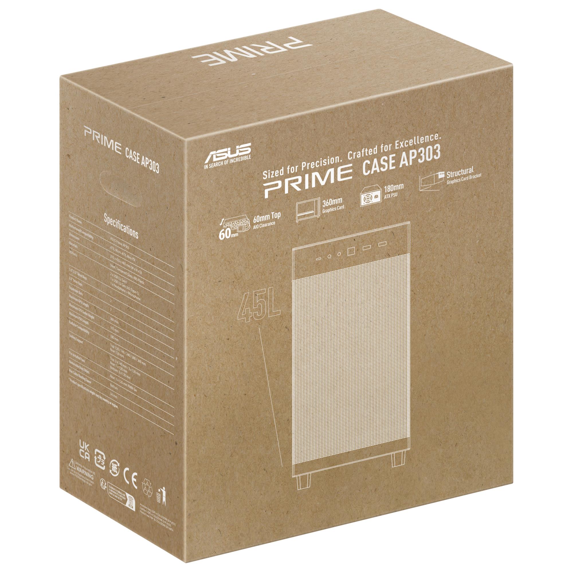 63b9456d-1c53-433b-b2de-3db41783ecba Case ASUS ATX/micro ATX/Mini-ITX Black Midi Tower PC PRIME AP303 MESH BLACK 90DC00V0-B30000