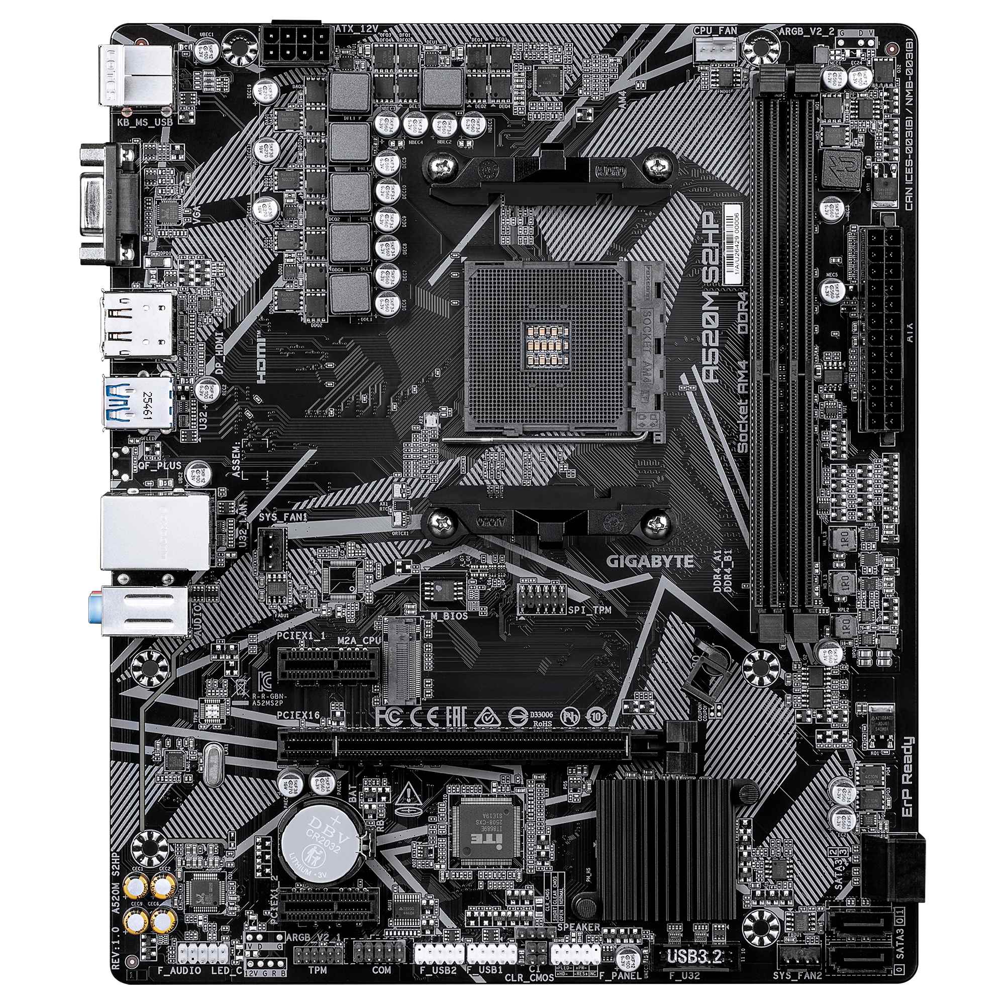 106ed919-42bf-4bd0-9158-34a9439a65d2 Mainboard GIGABYTE AMD A520 Socket AM4 micro ATX RAM DDR4-SDRAM 2xSlots 1xNumber of M.2 (M) slots A520MS2HP1.0