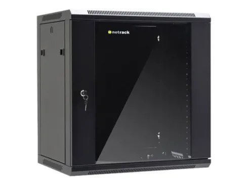 NETRACK 019-120-645-022 wall/hanging cabinet 19inch 12U/450 mm glass door black remov. side pan.