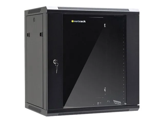 also-019-120-645-022 NETRACK 019-120-645-022 wall/hanging cabinet 19inch 12U/450 mm glass door black remov. side pan.