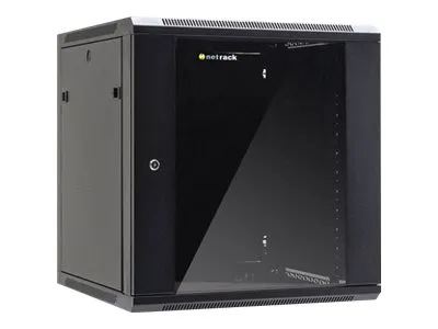 NETRACK 019-120-66-022 wall/hanging cabinet 19inch 12U/600 mm glass door black remov. side pan.