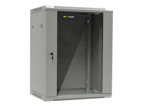 NETRACK 019-150-645-021 wall/hanging cabinet 19inch 15U/450 mm glass door grey remov. side pan.