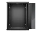 NETRACK 019-150-645-022 wall/hanging cabinet 19inch 15U/450 mm glass door black remov. side pan.