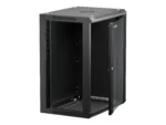NETRACK 019-150-645-022 wall/hanging cabinet 19inch 15U/450 mm glass door black remov. side pan.