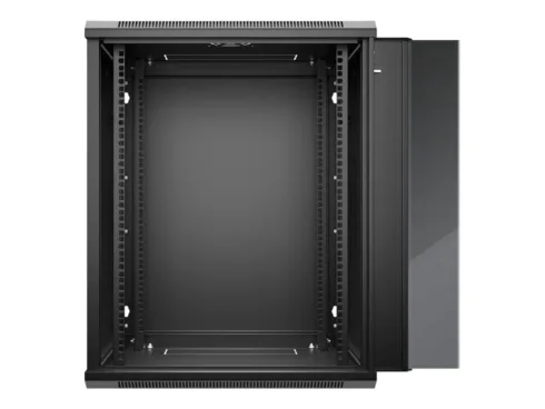NETRACK 019-150-645-022 wall/hanging cabinet 19inch 15U/450 mm glass door black remov. side pan.
