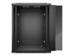 NETRACK 019-150-66-022 wall/hanging cabinet 19inch 15U/600 mm glass door black remov. side pan.