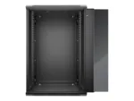 NETRACK 019-180-66-022 wall/hanging cabinet 19inch 18U/600 mm glass door black remov. side pan.