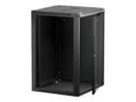 NETRACK 019-180-66-022 wall/hanging cabinet 19inch 18U/600 mm glass door black remov. side pan.