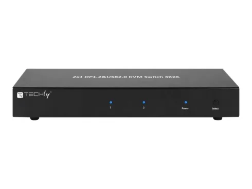 TECHLY 101928 2-port DisplayPort/USB dual-monitor KVM switch 2×1 with audio