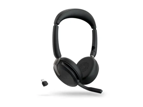 JABRA Evolve2 65 Flex UC Stereo Headset on-ear Bluetooth wireless active noise cancelling USB-C black Optimised for UC