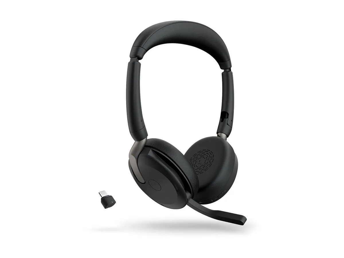 also-26699-989-899 JABRA Evolve2 65 Flex UC Stereo Headset on-ear Bluetooth wireless active noise cancelling USB-C black Optimised for UC