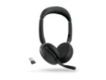 JABRA Evolve2 65 Flex MS Stereo Headset on-ear Bluetooth wireless active noise cancelling USB-A black w/wireless charge pad MS T