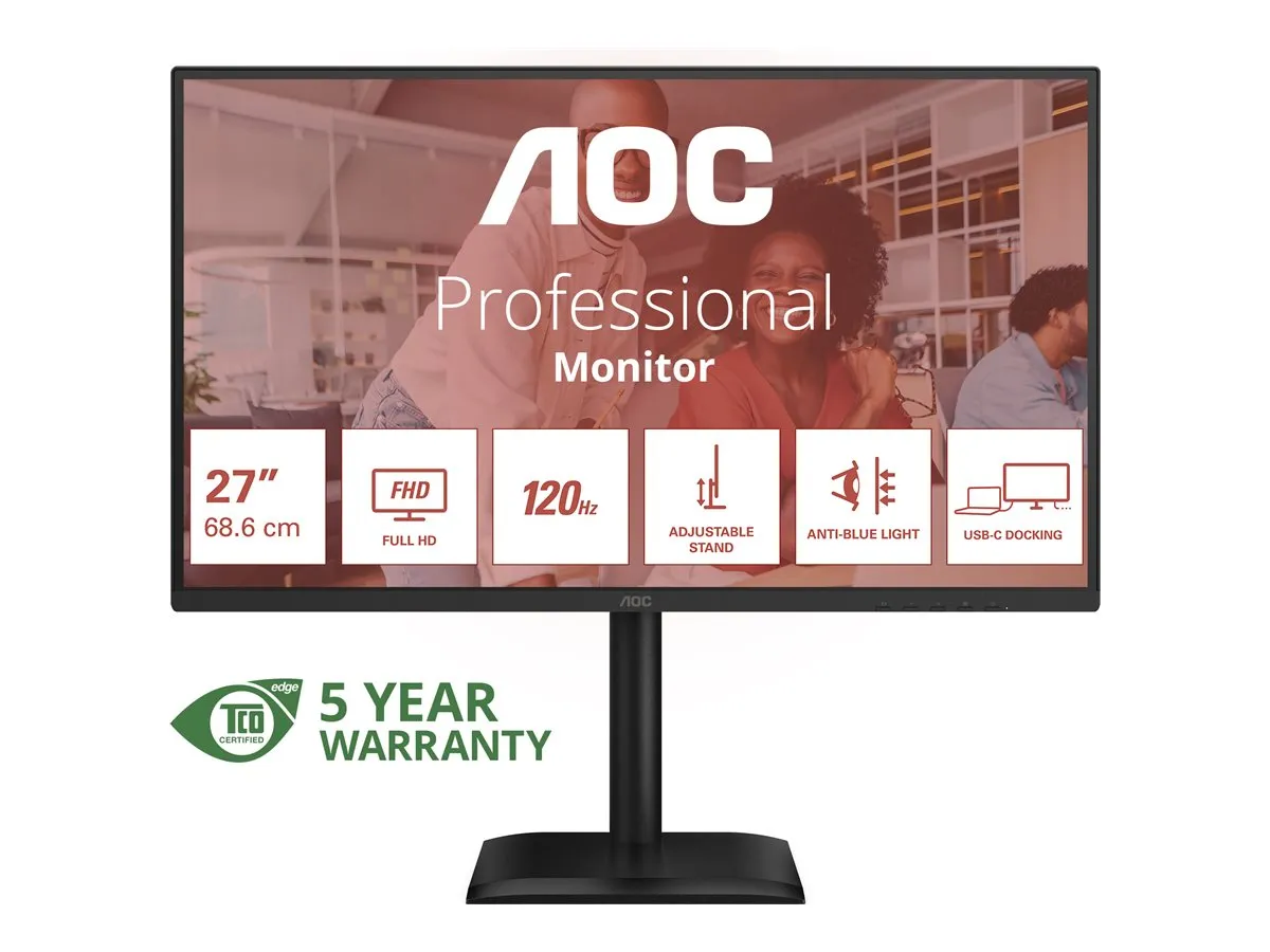 also-27e4cv AOC 27E4CV 27inch FHD IPS 120Hz 4ms 300cd/m2 HDMI DP USB-C PD90W RJ45 HUB USB Speakers
