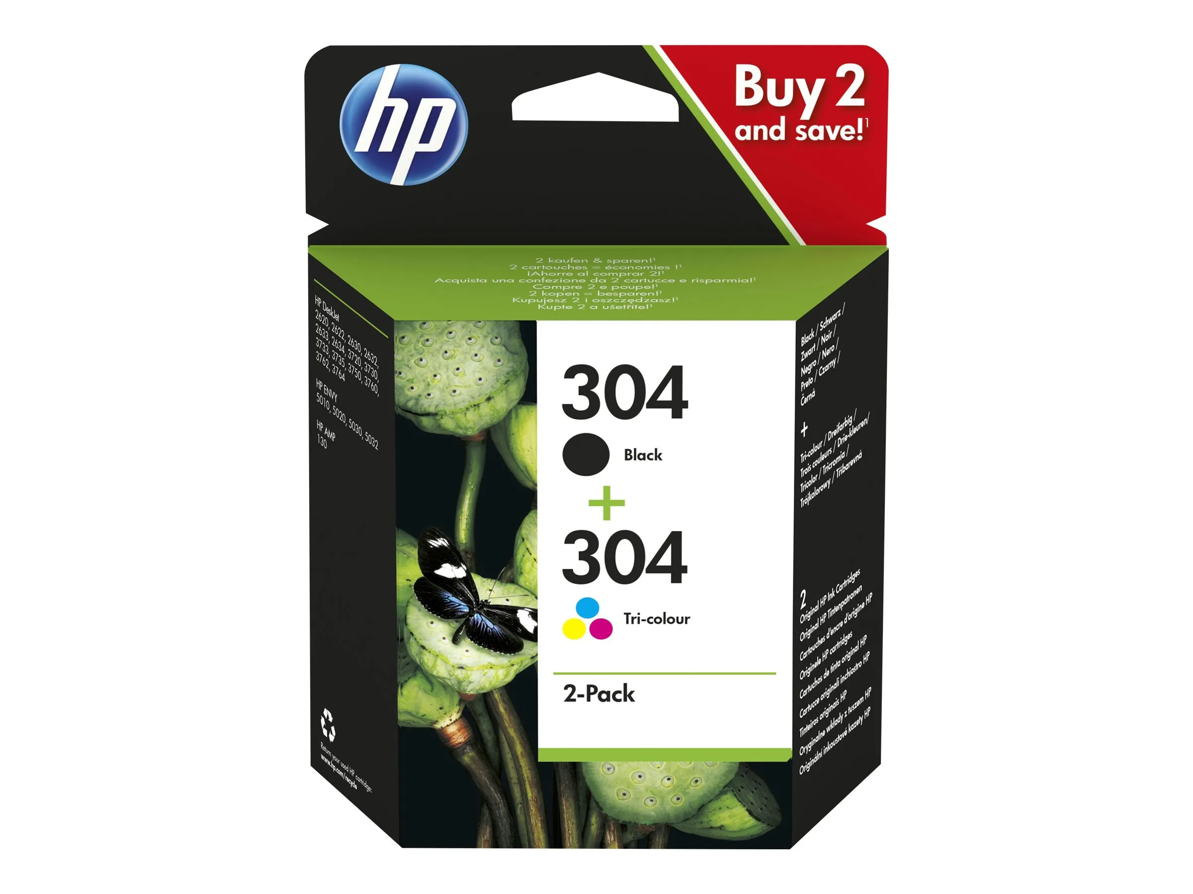 also-3jb05ae HP 304 2-Pack Black/Tri-color Original Ink Cartridges