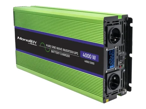 QOLTEC 51943 Pure Sine Wave Inverter Monolith / battery charger / UPS / 4000W / 2000W / 12V to 230V / LCD