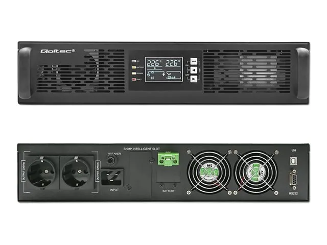 also-52286 QOLTEC 52286 Uninterruptible Power Supply UPS for RACK / 2kVA / 2000W / Power factor 1.0 / LCD / EPO / USB / On line