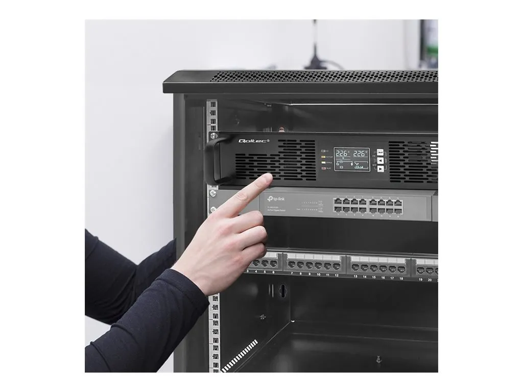 also-52287 QOLTEC 52287 Uninterruptible Power Supply UPS for RACK / 3kVA / 3000W / Power factor 1.0 / LCD / EPO / USB / On line