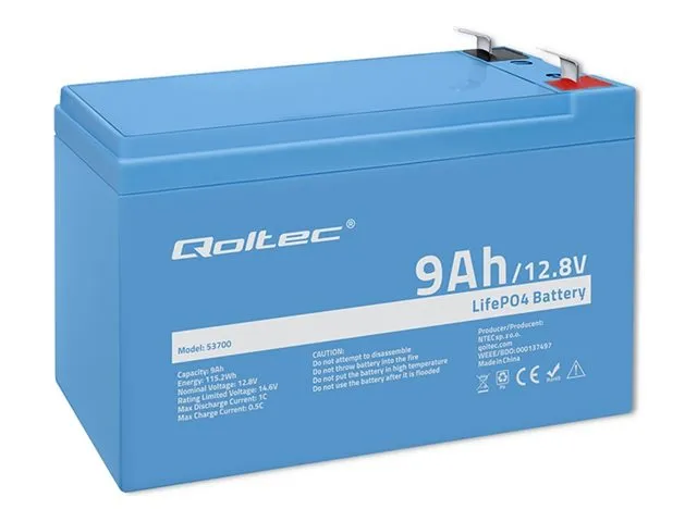 also-53700 QOLTEC 53700 LiFePO4 lithium iron phosphate battery / 12.8V / 9Ah / 115.2Wh / BMS