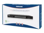 INTELLINET 561044 Gigabit Ethernet Switch with 2 SFP Ports 24 x 10/100/1000 Mbps RJ45 Ports + 2 x SFP IEEE 802.3az 19inch Rackmount