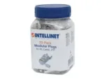 INTELLINET Cat6a RJ45 Modular Plugs STP 3-prong for solid and stranded wire 70 plugs in jar transparent