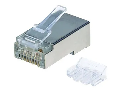also-790505 INTELLINET Cat6a RJ45 Modular Plugs STP 3-prong for solid and stranded wire 70 plugs in jar transparent