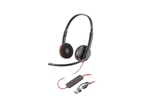 HP Poly Blackwire 3220 Stereo USB-C Headset +USB-C/A Adapter