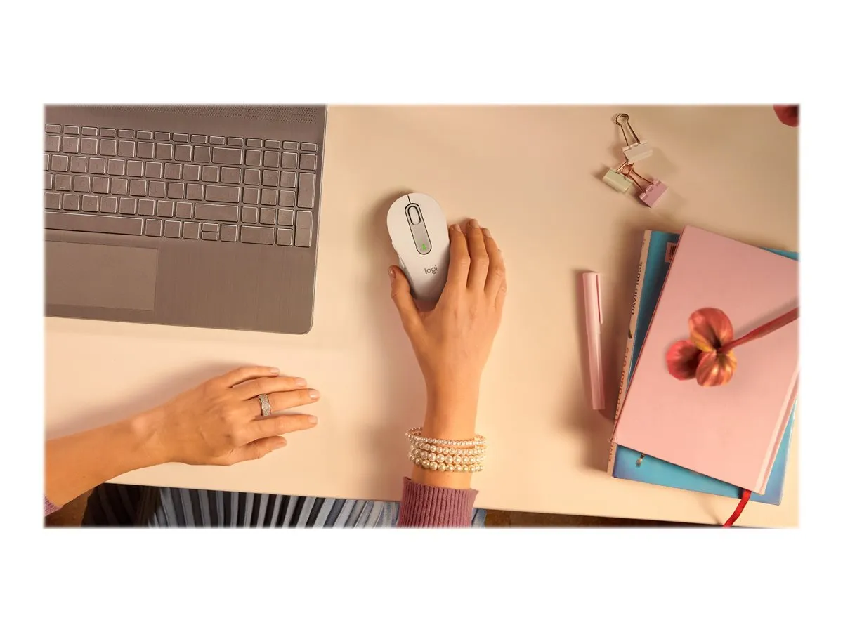 also-910-006275 LOGITECH Signature M650 for Business Mouse wireless Bluetooth 2.4 GHz Bolt USB receiver off-white