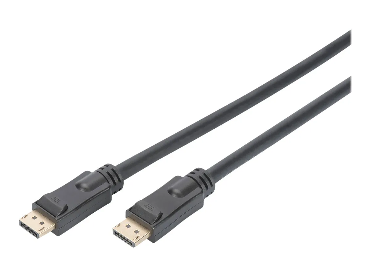 also-ak-340105-200-s ASSMANN Displayport connection cable DP w/ amp. M/M 20.0m w/interlock Ultra HD 4K DP 1.2 CE bl gold