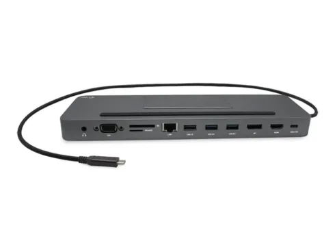 I-TEC USB-C Metal 4K 3xDisplay DS 1xHDMI1xVGA1xDP 1xSD+1xmicroSD CR 1xGLAN 1×3.5mmAudio 2xUSB 3.0 2xUSB 2.0 1xUSB-C PD+ Charger 100W