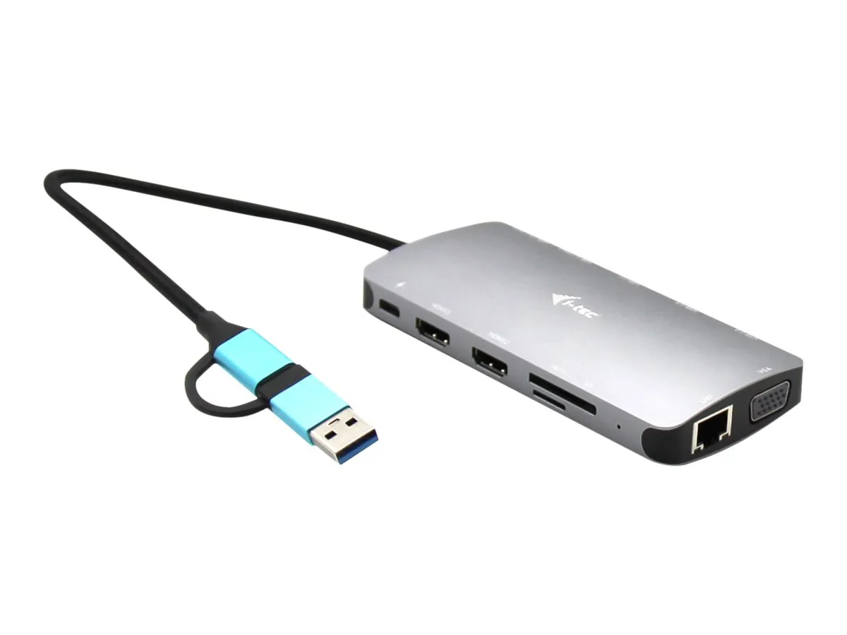 also-cananotdockpd I-TEC USB-C Metal Nano Dock 2xHDMI 1xVGA 1xSD Cardreader 1xmicroSD Cardreader 1xGLAN 3xUSB 2.0 1xUSB 3.2 1xUSB-C3.2Data 1xUSB-C PD