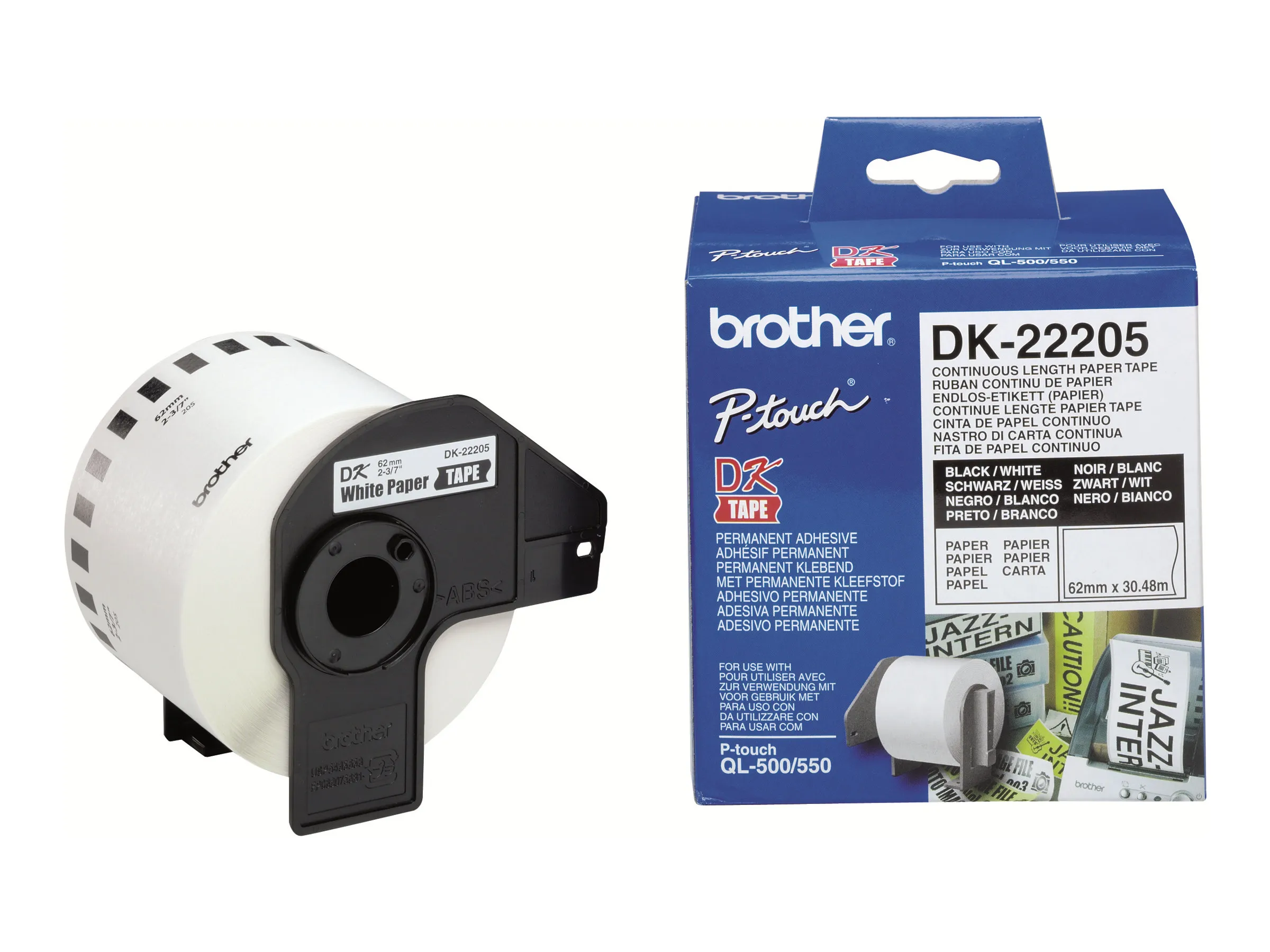 also-dk22205 BROTHER DK22205 Endlosetiketten paper weiss for QL550 QL500 62mm x 30.48