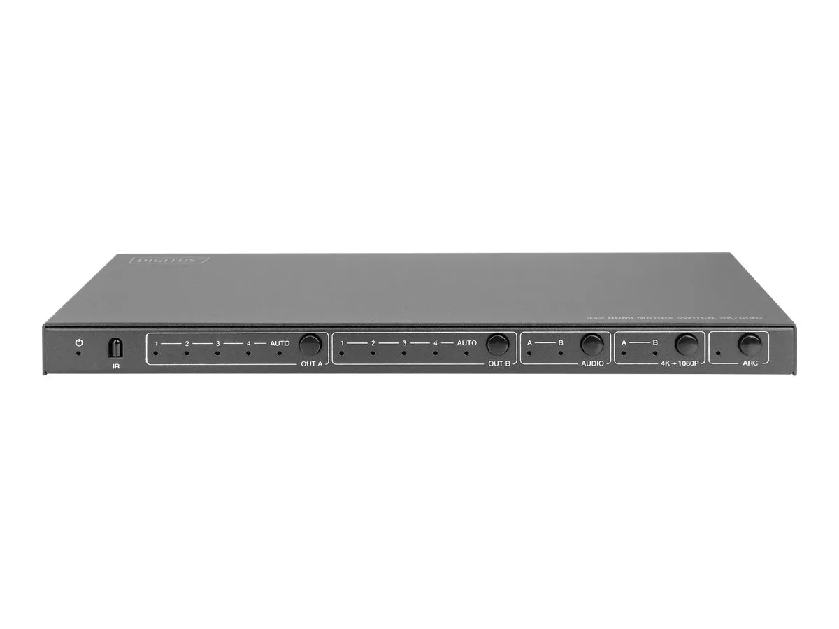 also-ds-55509 DIGITUS 4×2 HDMI Matrix Switch 4K/60Hz Scaler EDID ARC HDCP 2.2 18Gbps
