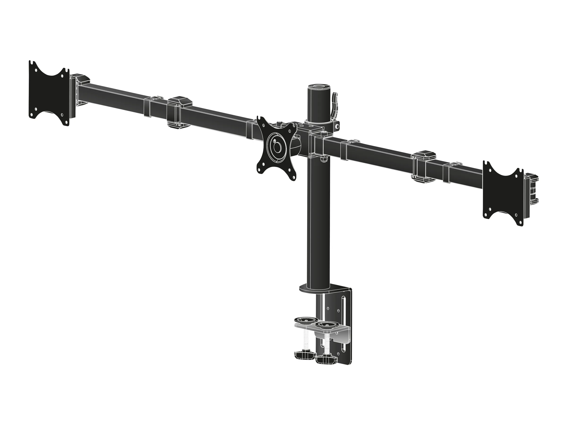 also-ds1003c-b1 IIYAMA DS1003C-B1 Flexible Desk Mount for Triple Monitor Mount with Clamp or grommet Screen size 10-27inch (P)