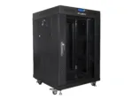 LANBERG free standing rack 19inch cabinet 15U 600×600 glass door LCD flat pack black